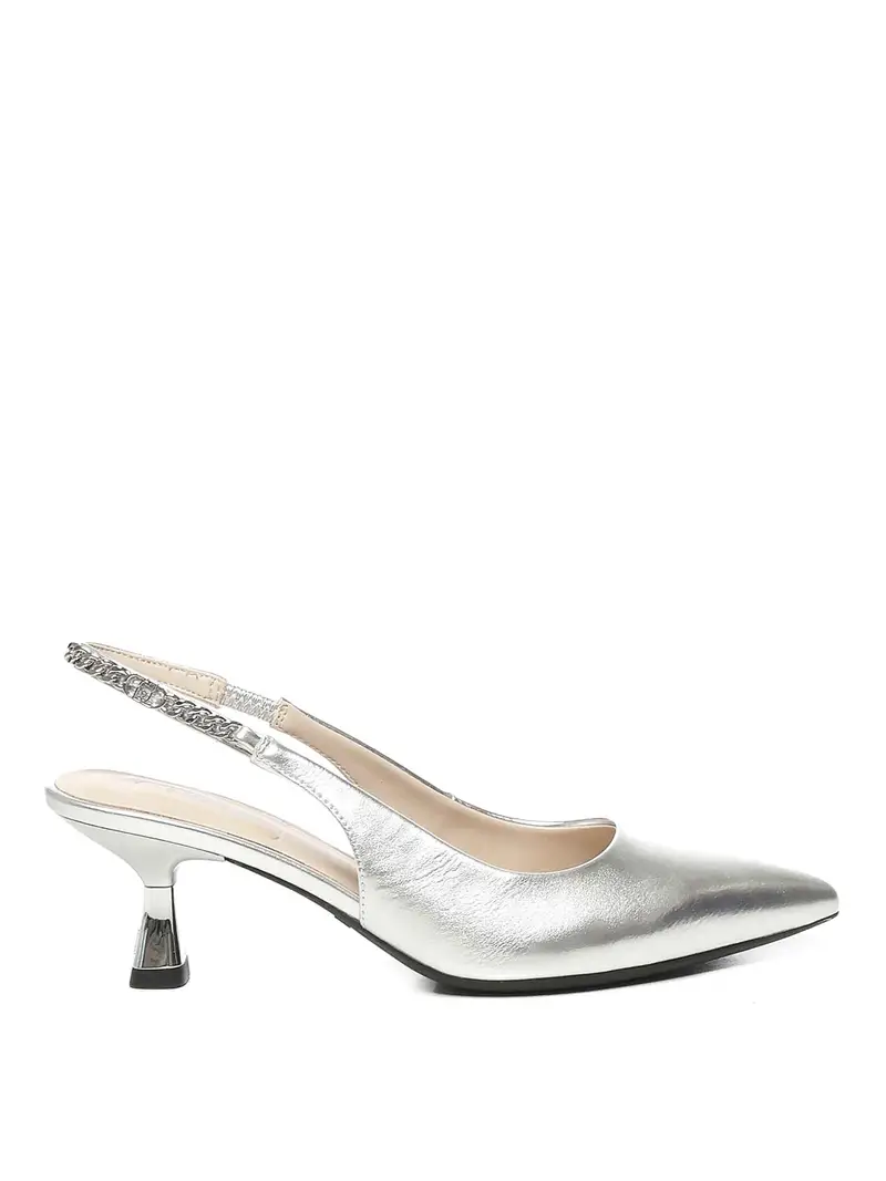 Effetto laminato con slingback Argento