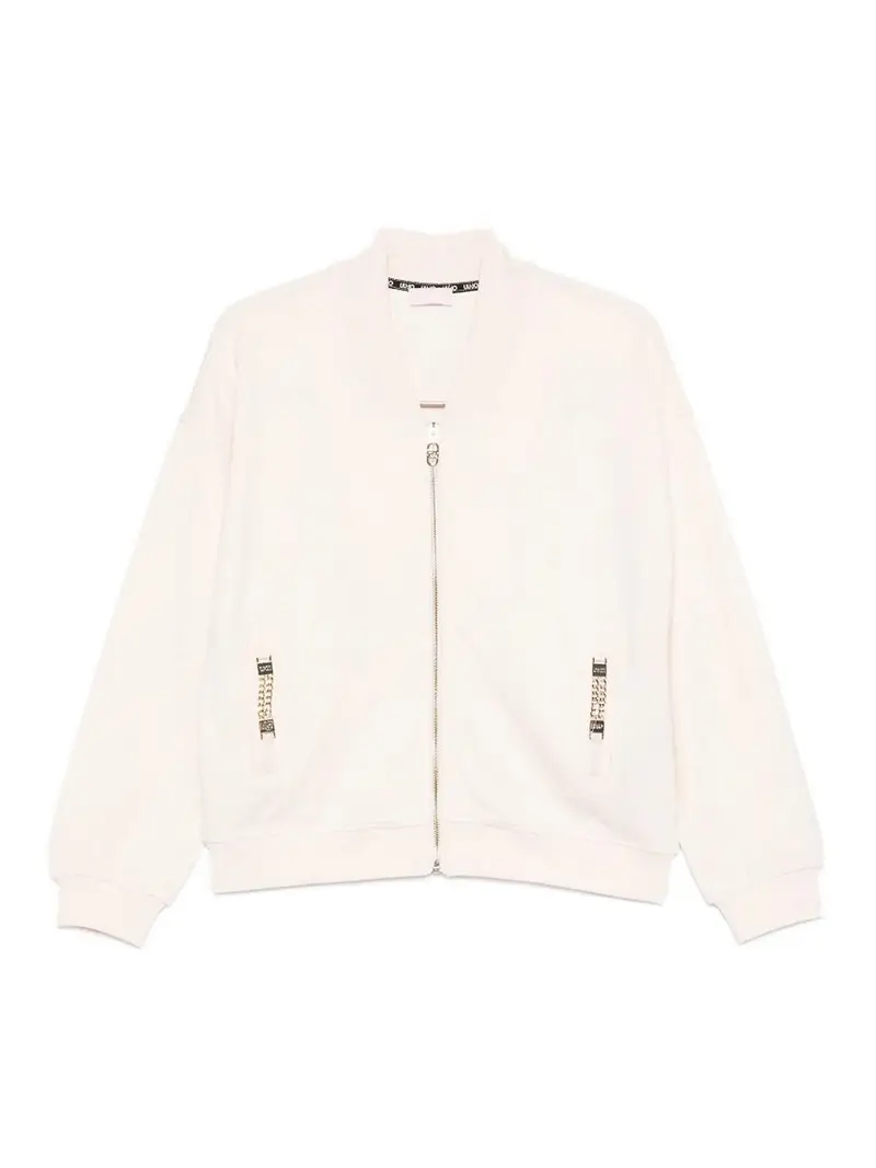 Felpa con zip e tasche Beige