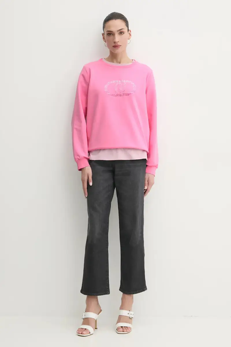 felpa donna colore rosa con applicazione TA5168 FS090 miniatura 2