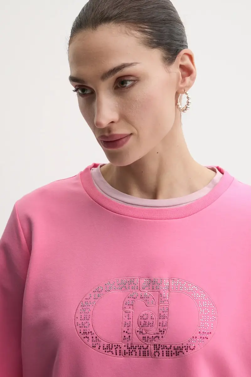 felpa donna colore rosa con applicazione TA5168 FS090 miniatura 4