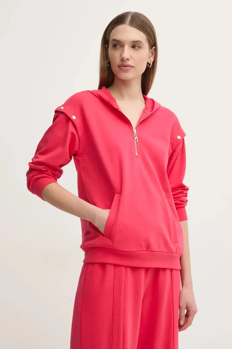 felpa donna colore rosa con cappuccio TA5049 FS000