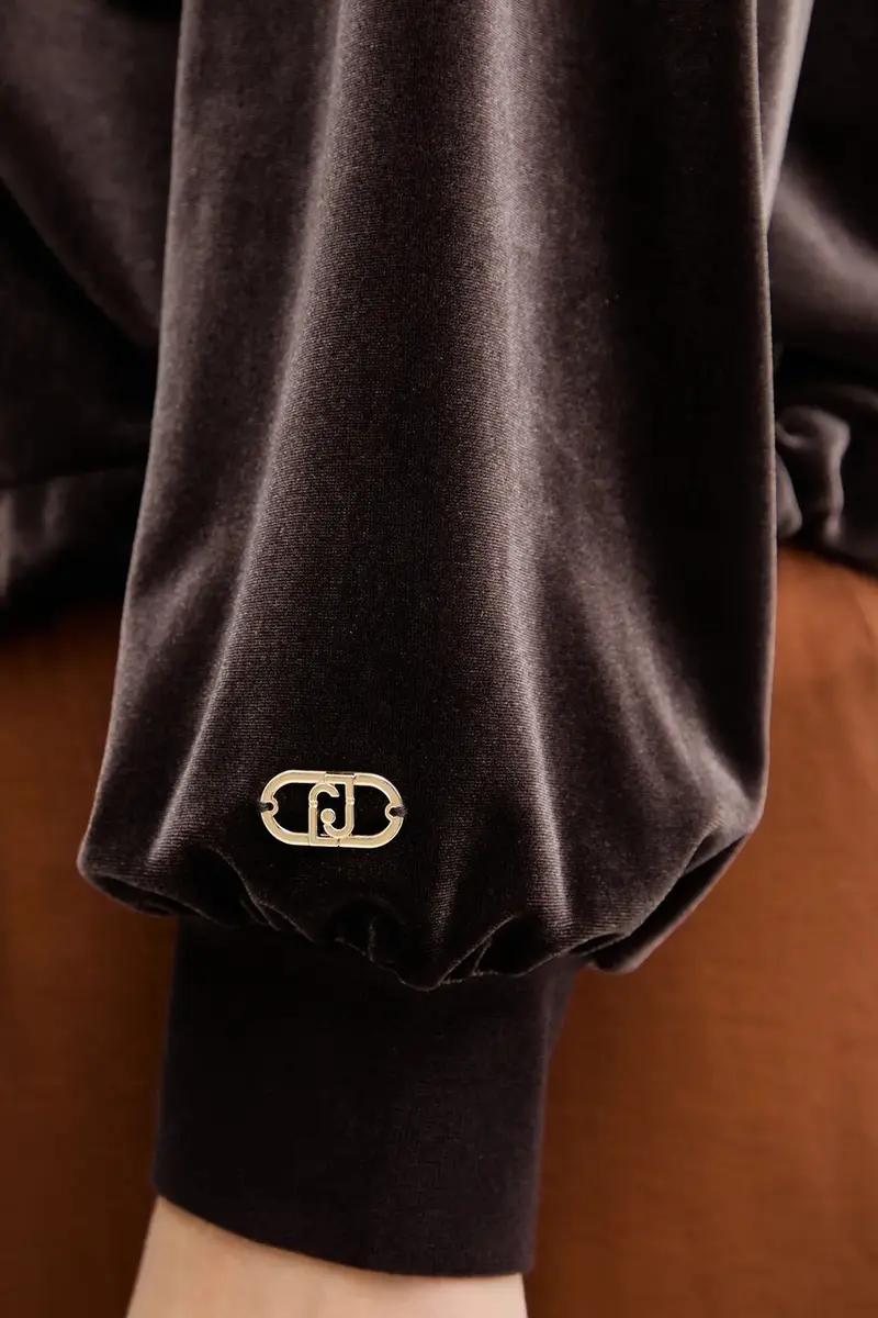 felpa in velluto donna colore marrone con cappuccio TF5108.J4955 miniatura 5