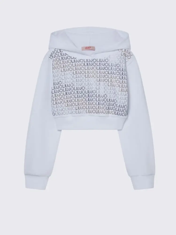 felpa kids/junior bianca con stampa logo all over