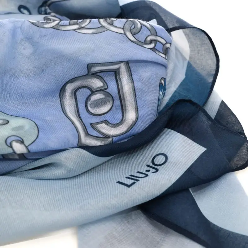 foulard da donna con stampa a fantasia catene azzurro miniatura 2