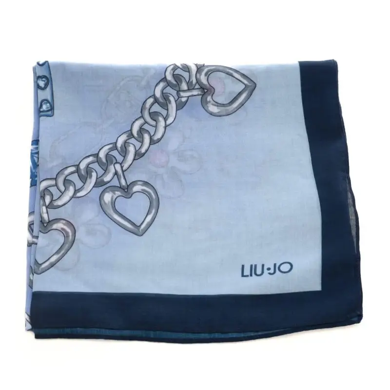 foulard da donna con stampa a fantasia catene azzurro miniatura 3