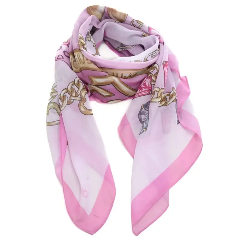 foulard da donna con stampa a fantasia catene rosa