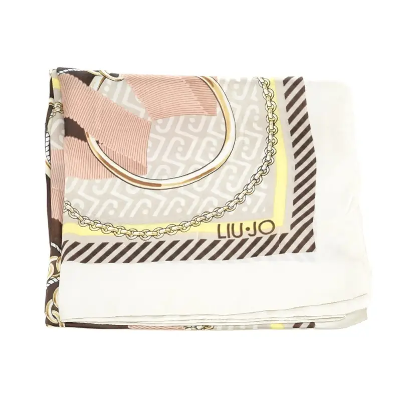 foulard da donna con stampa a fantasia con gioielli e catene naturale miniatura 3