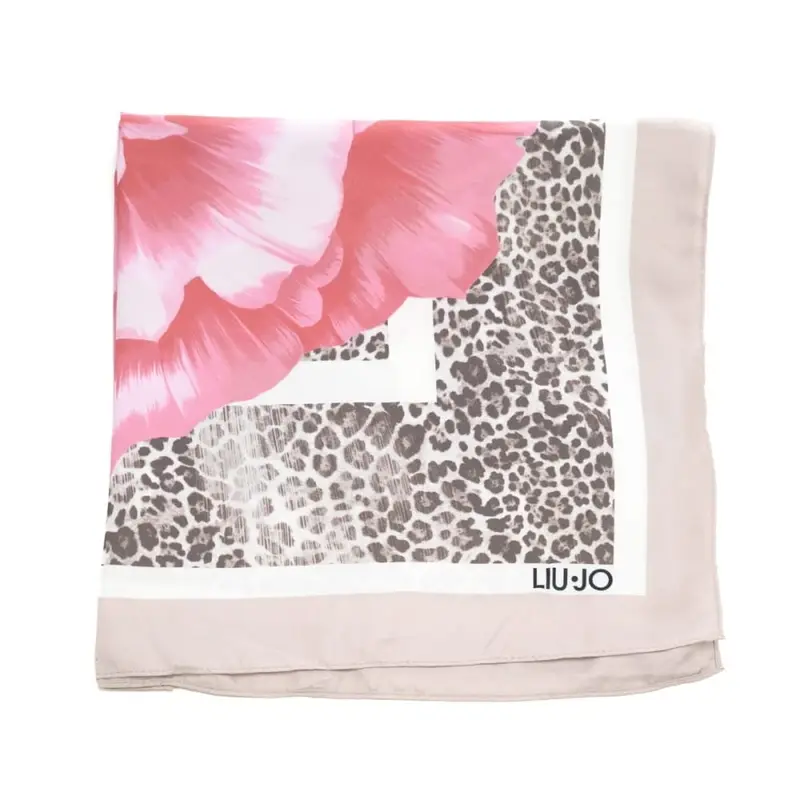 foulard da donna con stampa floreale e animalier rosa miniatura 3