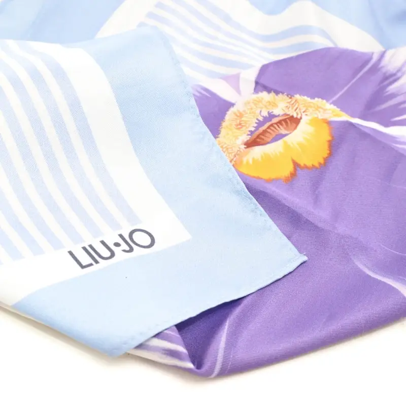 foulard da donna con stampa floreale viola miniatura 2