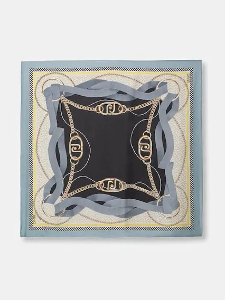 foulard donna blu con stampa logo