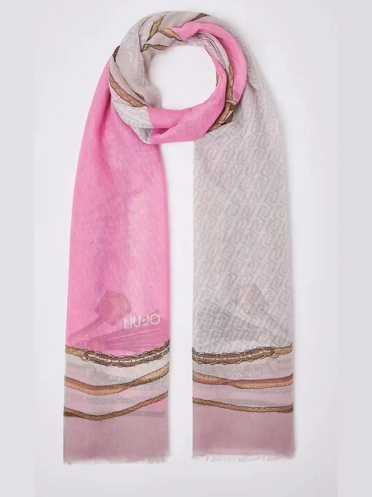 foulard donna con stampa rosa