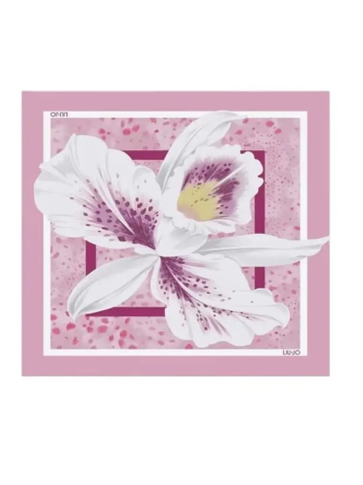 foulard donna rosa con stampa floreale