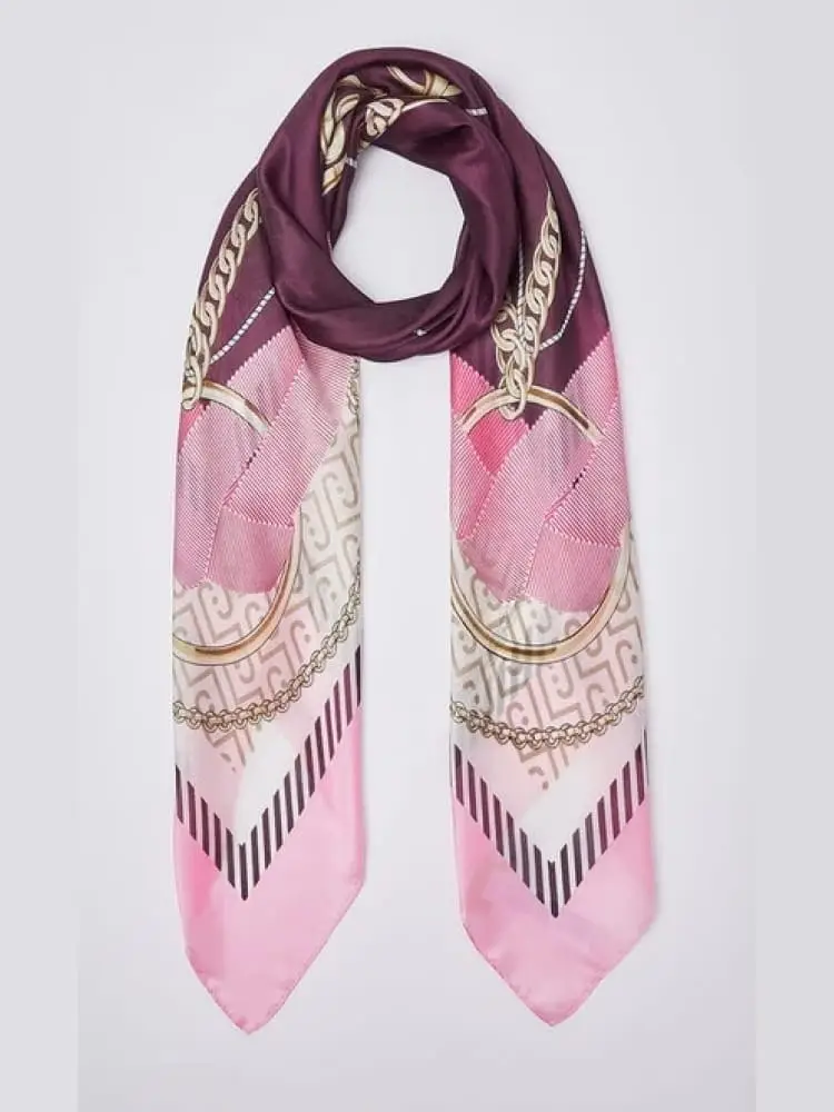 foulard donna rosato con stampa logo