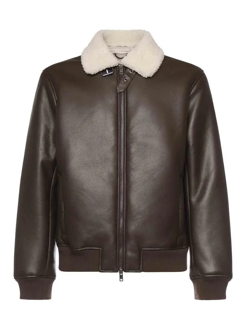 Giacca biker in tessuto spalmato Marrone