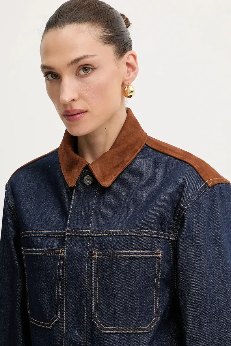 giacca di jeans colore blu navy UF5084.DS073 miniatura 4