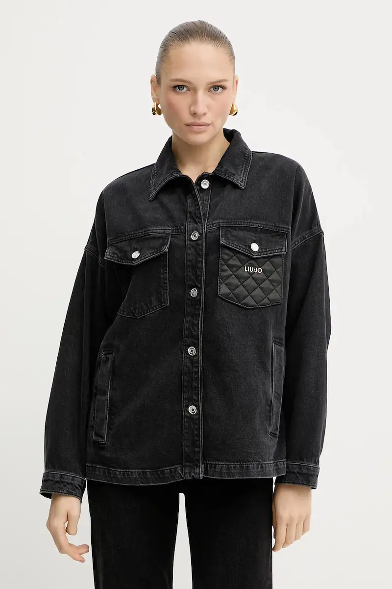 giacca di jeans colore nero UF5111.D4927