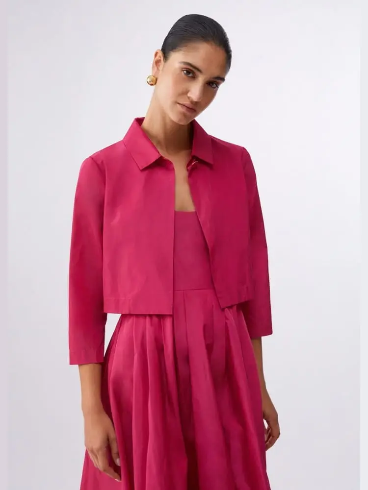 giacca donna fuxia con manica tre quarti miniatura 2