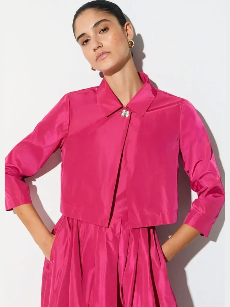giacca donna fuxia con manica tre quarti