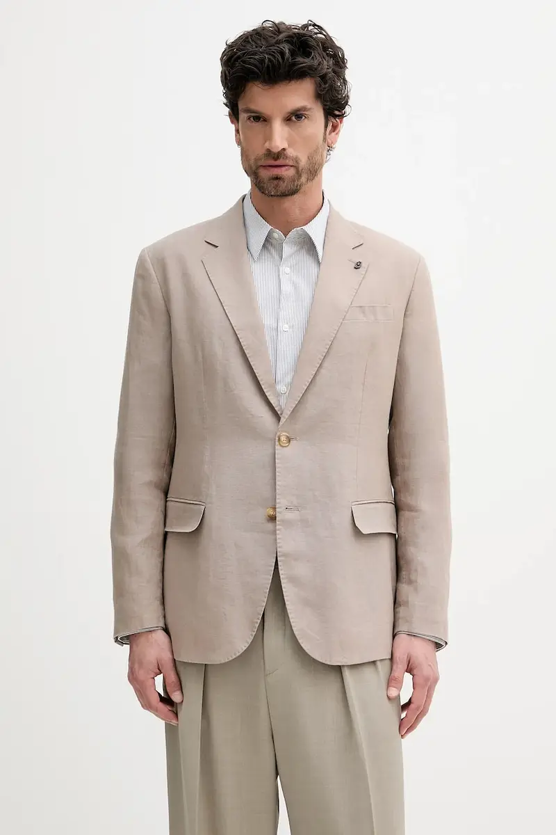giacca in lino uomo colore beige QA5268 T4346