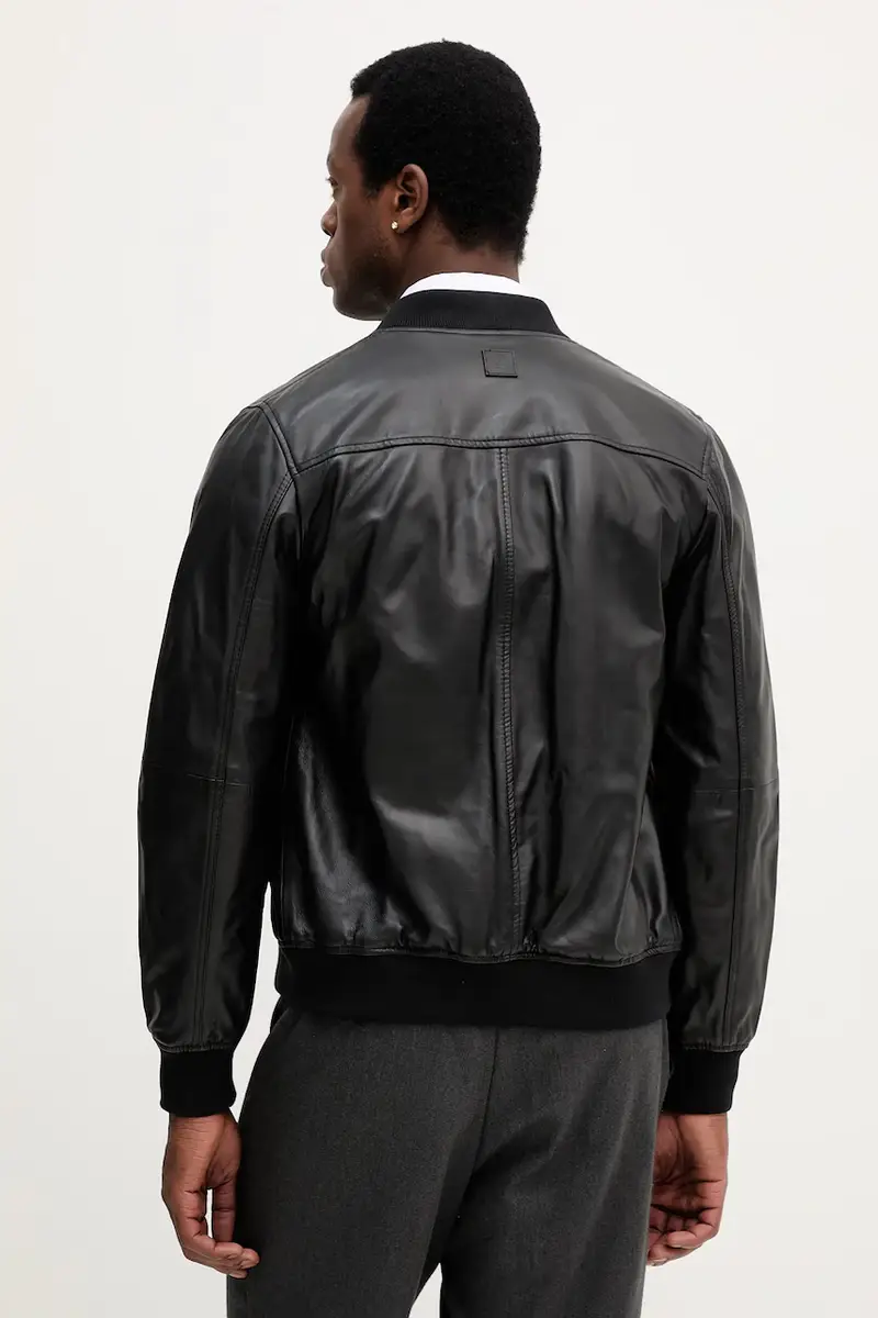 giacca in pelle stile bomber colore nero QXX058.P0407 miniatura 3