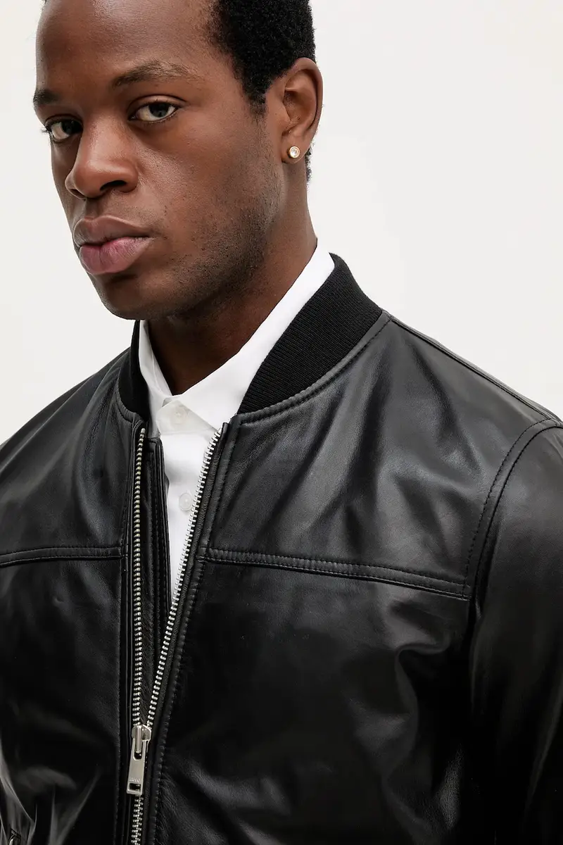 giacca in pelle stile bomber colore nero QXX058.P0407 miniatura 4