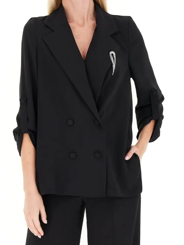 giacca nera doppiopetto collo revers