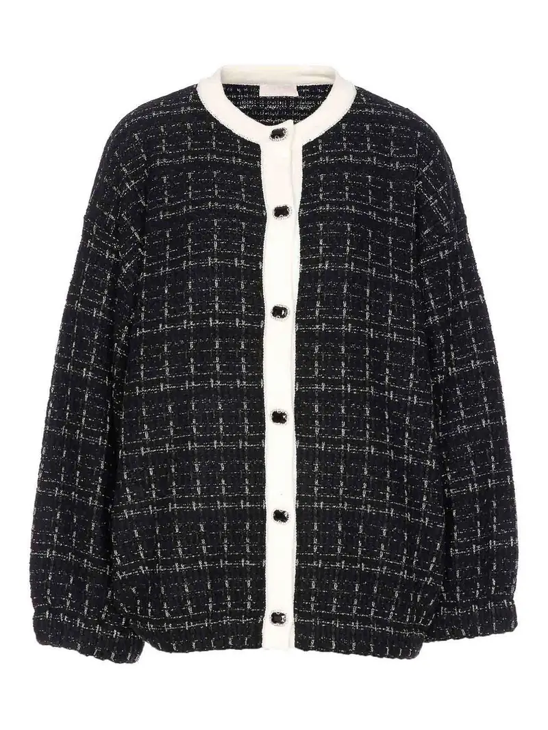 Giacca tweed nera Nero