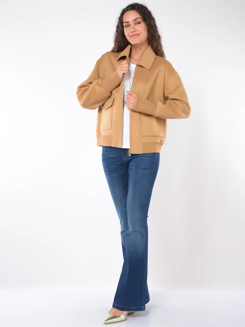 giaccone da donna Liu Jo bomber in misto lana BEIGE miniatura 2