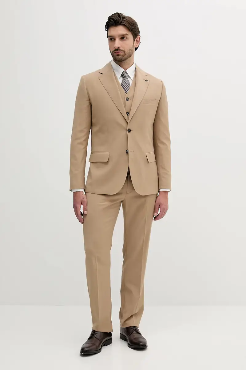 gilè con aggiunta di lana uomo colore beige QA5088 T3991 miniatura 2