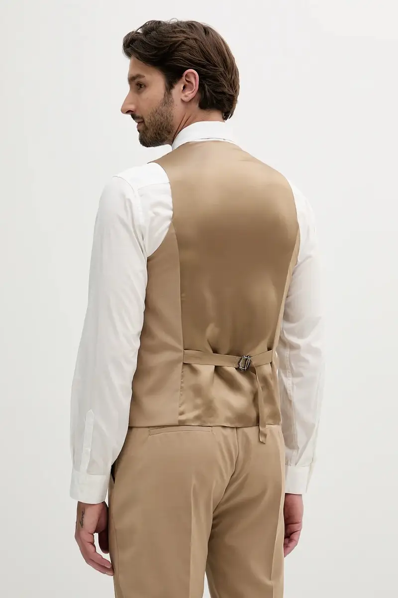 gilè con aggiunta di lana uomo colore beige QA5088 T3991 miniatura 3