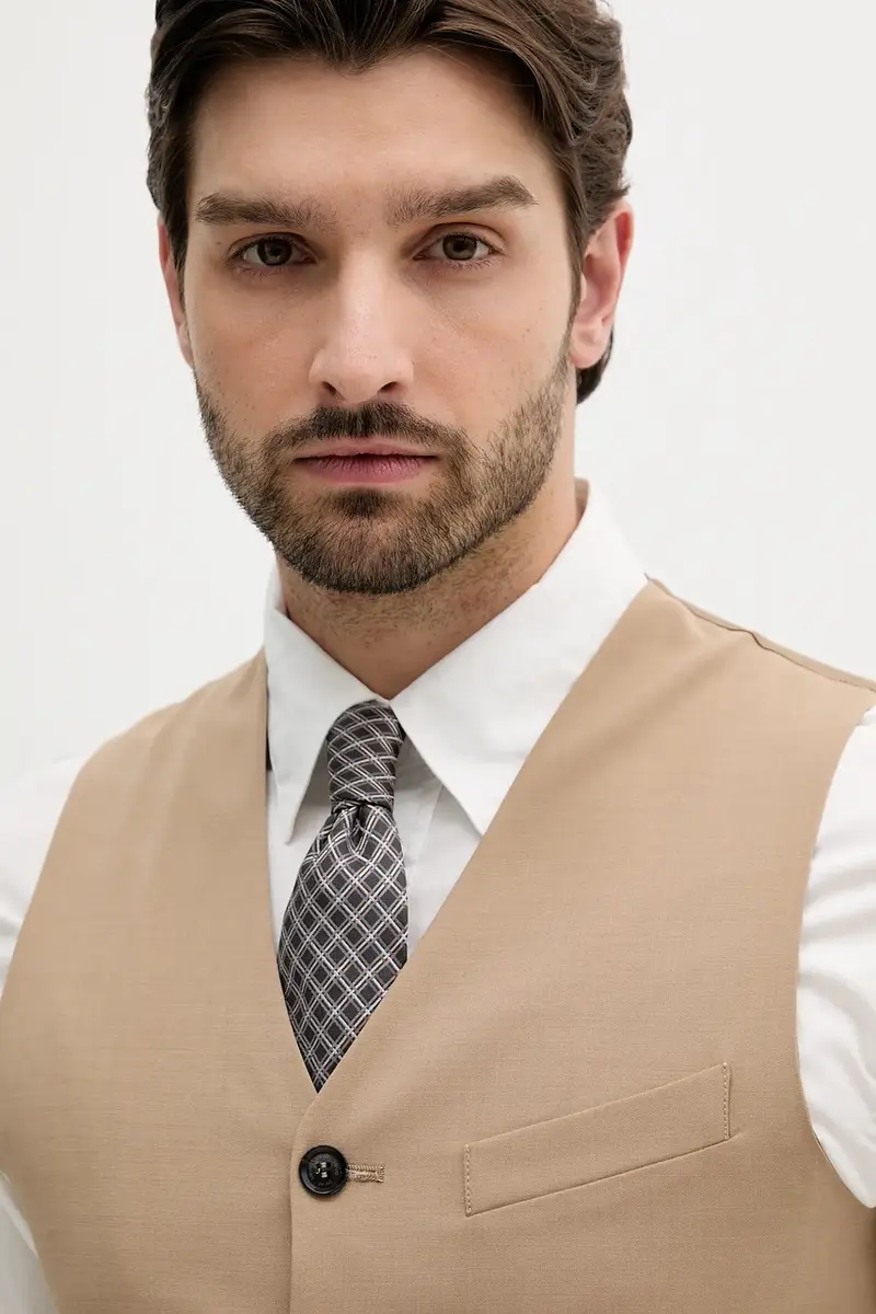 gilè con aggiunta di lana uomo colore beige QA5088 T3991 miniatura 4