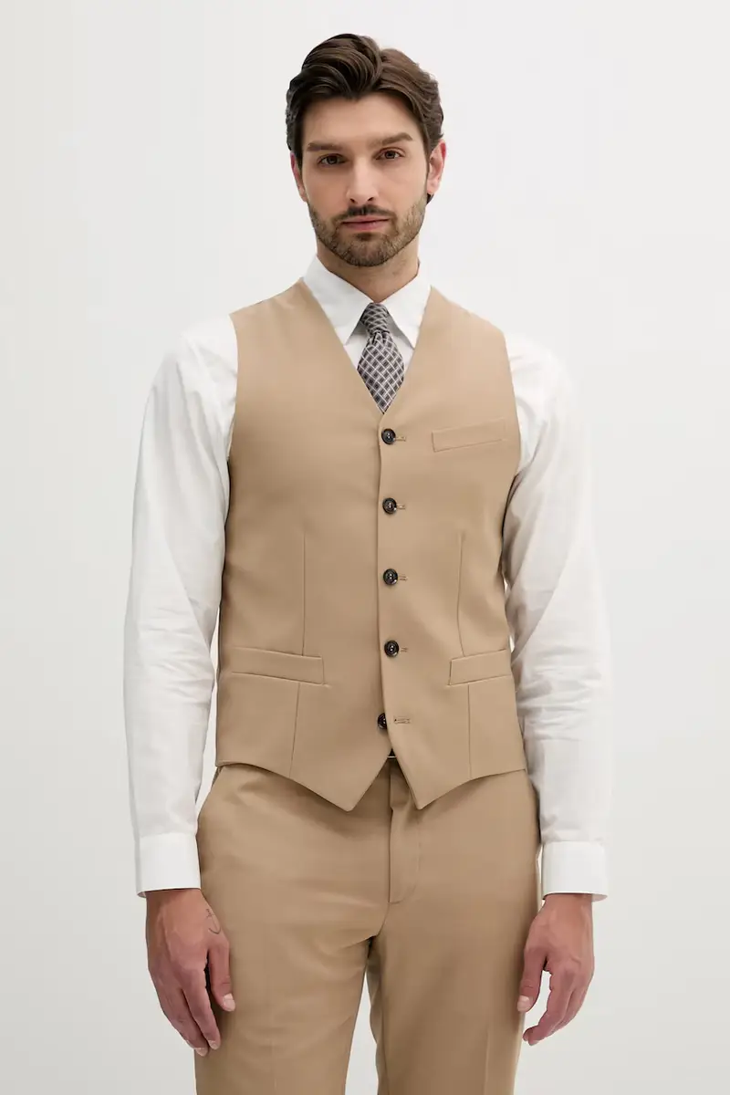 gilè con aggiunta di lana uomo colore beige QA5088 T3991
