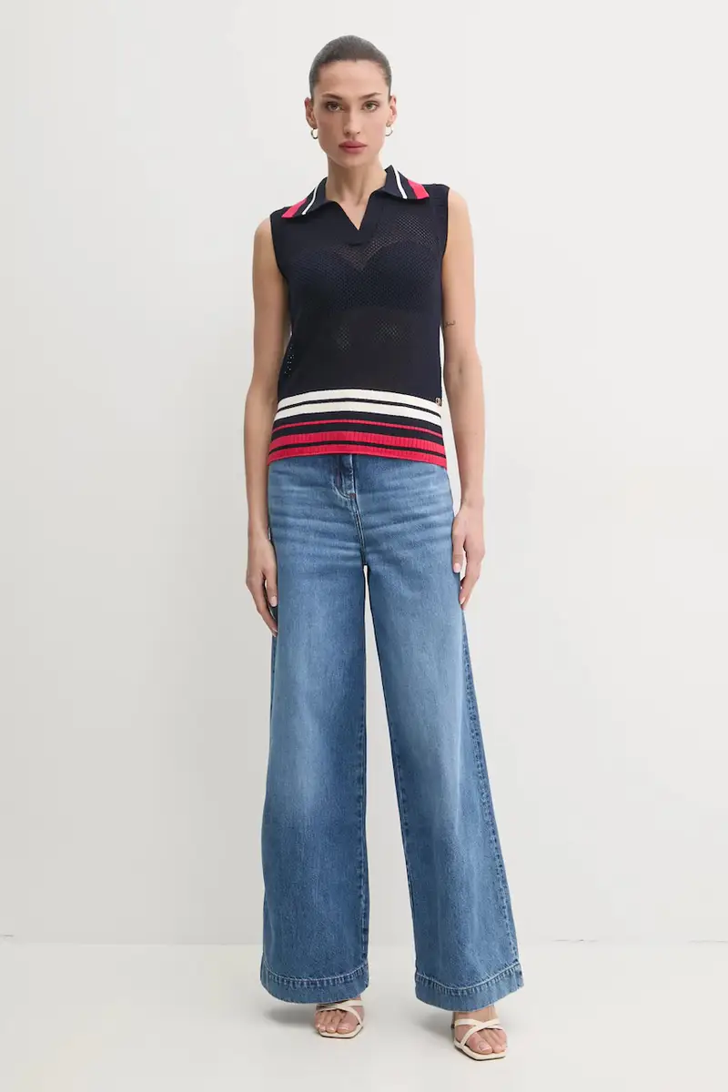 gilè in cotone donna colore blu navy TA5287 MS016 miniatura 2