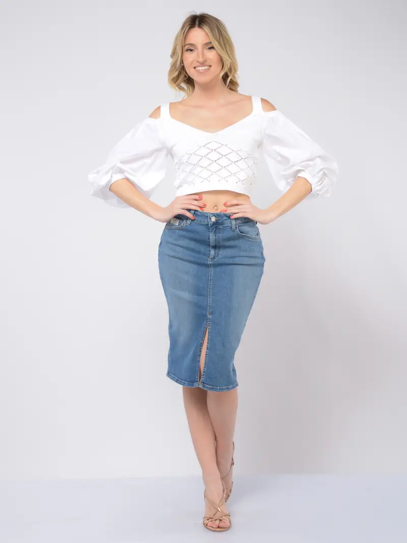 gonna corta da donna Liu Jo in denim a tubino Blu miniatura 2