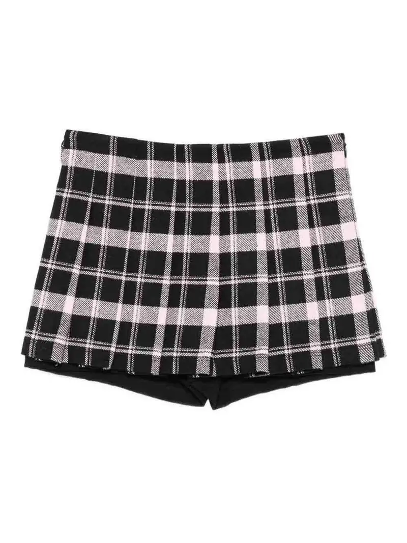 Gonna culotte nera con motivo a quadri Nero