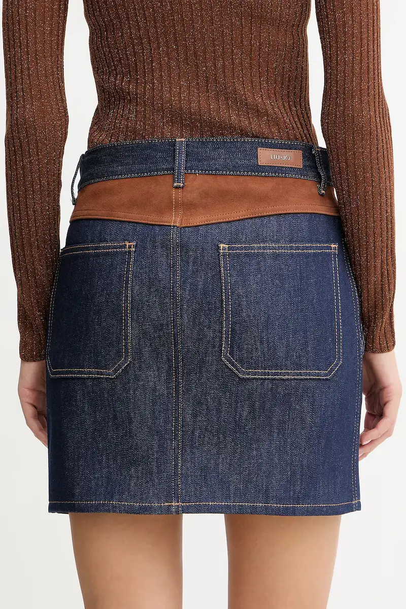 gonna di jeans colore blu navy UF5085.DS073 miniatura 3