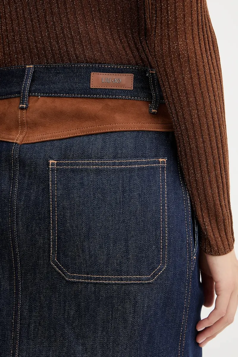 gonna di jeans colore blu navy UF5085.DS073 miniatura 4