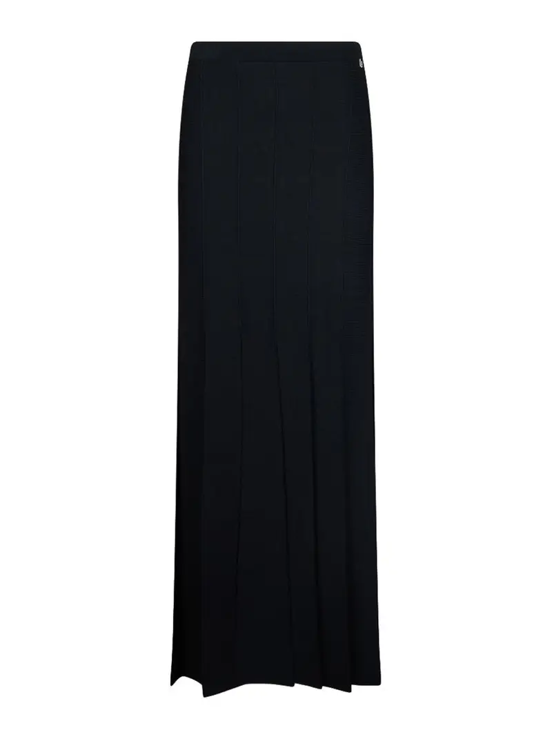 Gonna lunga nera con dettaglio frange Nero