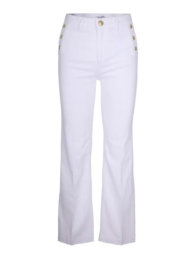 Jeans Con Bottoni Bianco