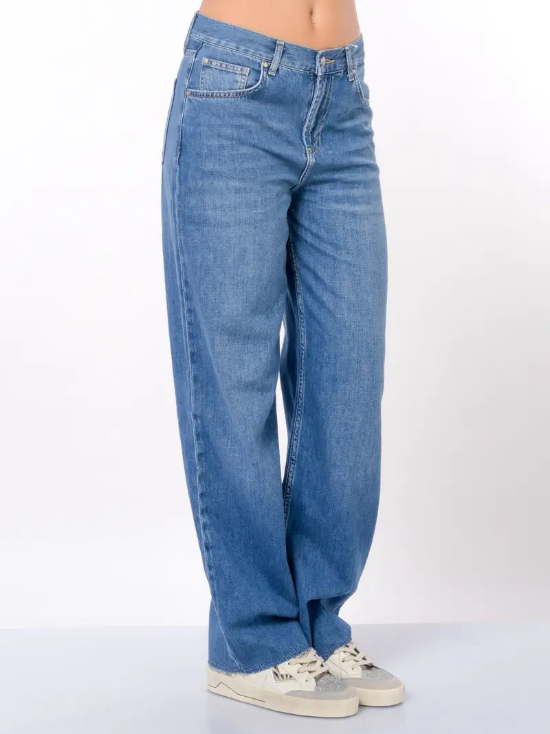 jeans da donna Liu Jo ampio con fondo a taglio vivo Blu