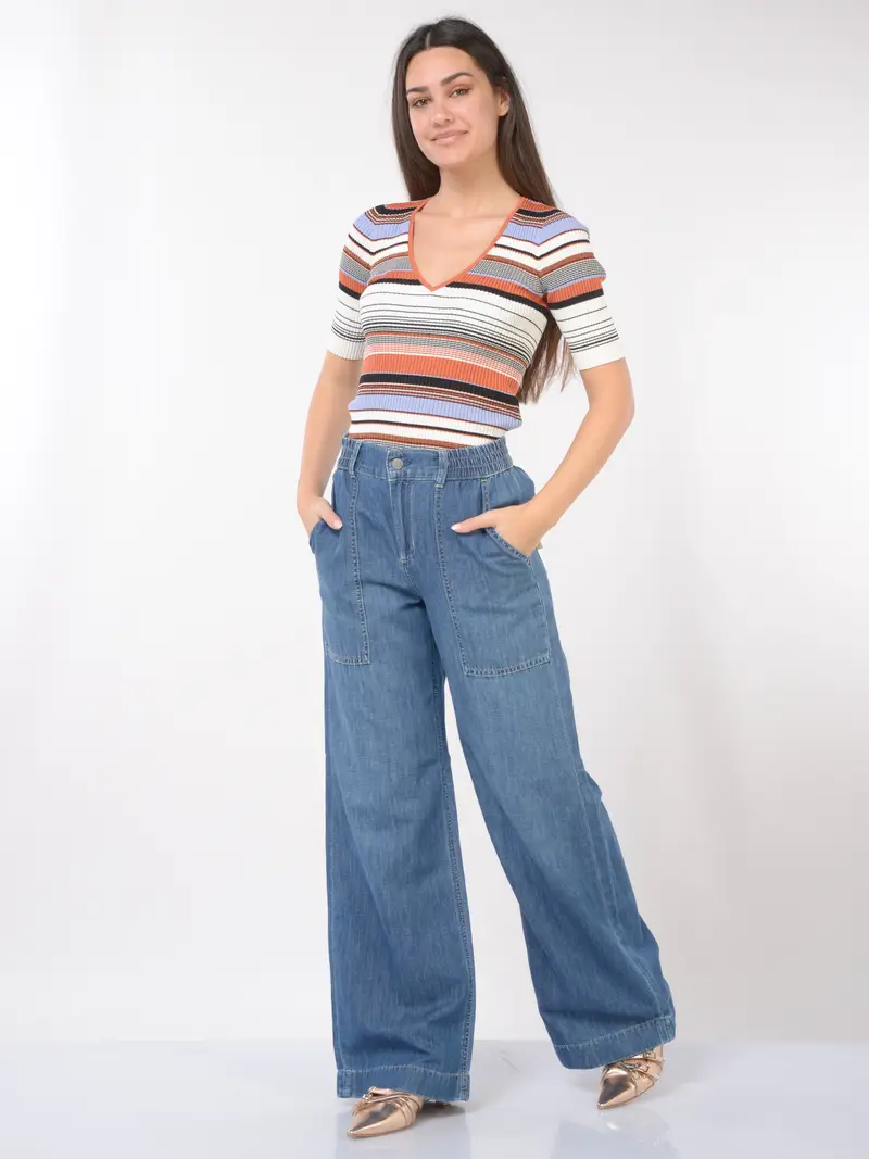 jeans da donna Liu Jo ampio in misto lino Blu miniatura 2