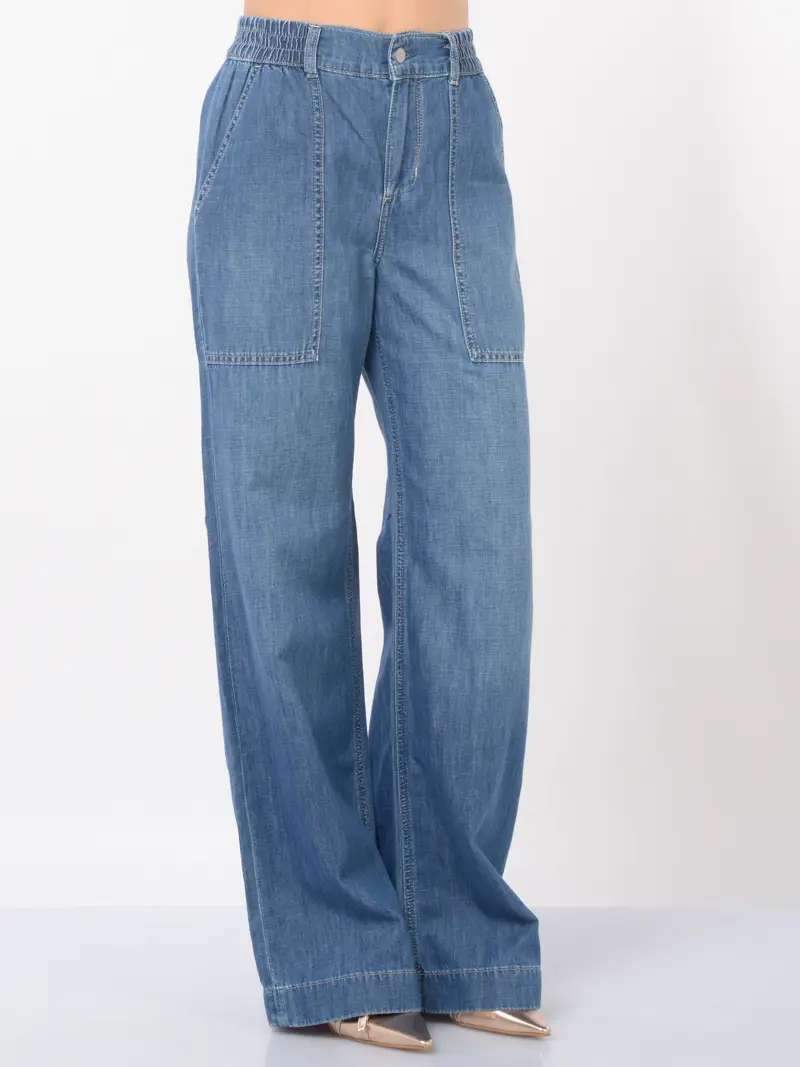 jeans da donna Liu Jo ampio in misto lino Blu