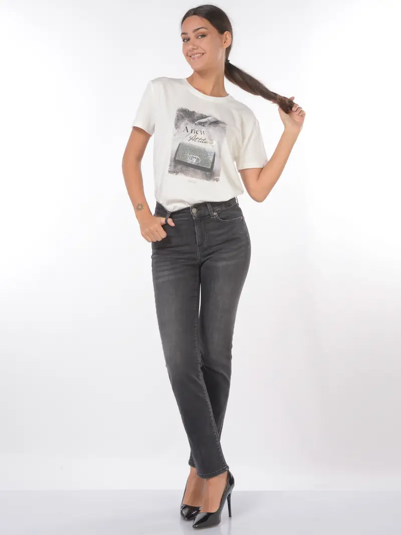 jeans da donna Liu Jo cinque stache stone washed NERO miniatura 2