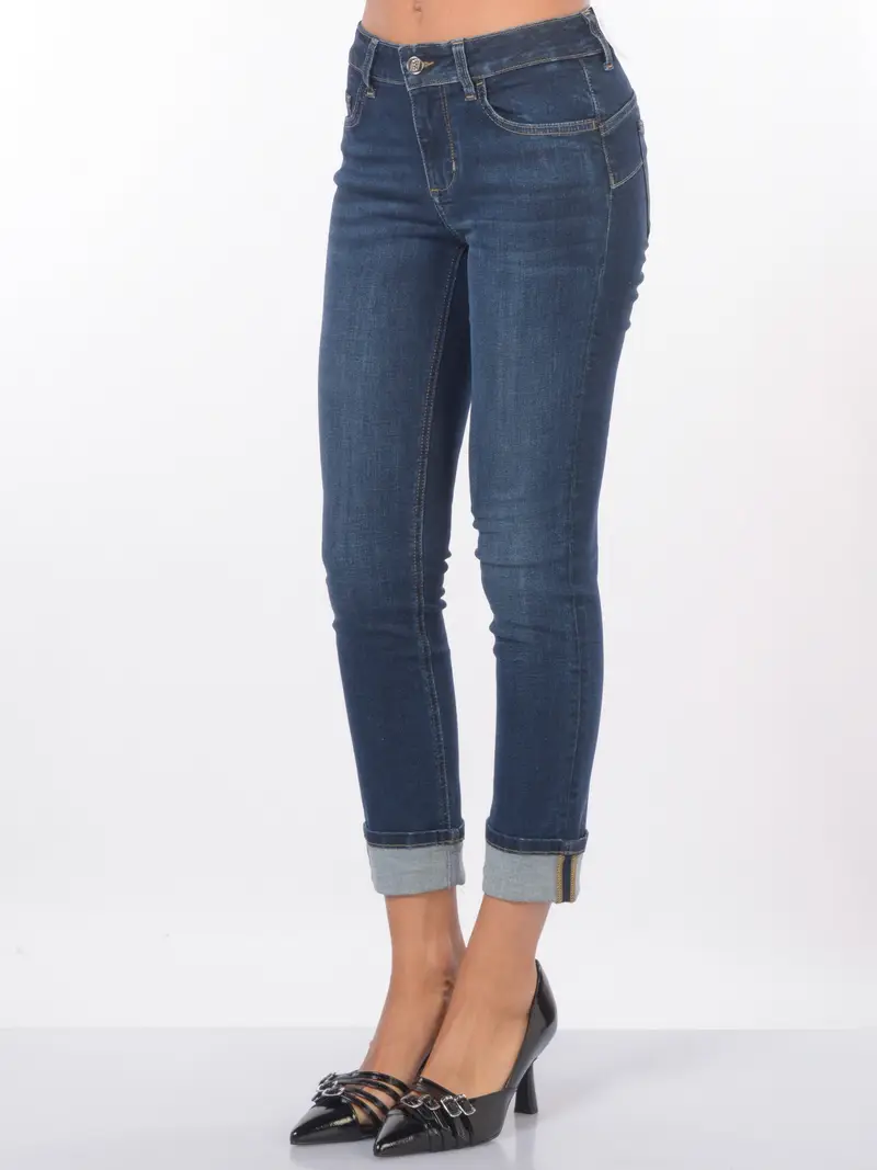 jeans da donna Liu Jo cinque tasche con spilla Blu