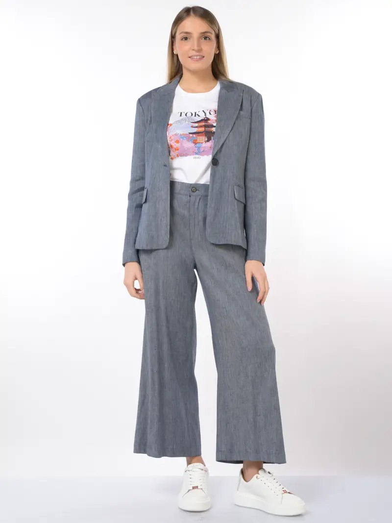 jeans da donna Liu Jo in lino e viscosa con effetto denim Blu miniatura 2