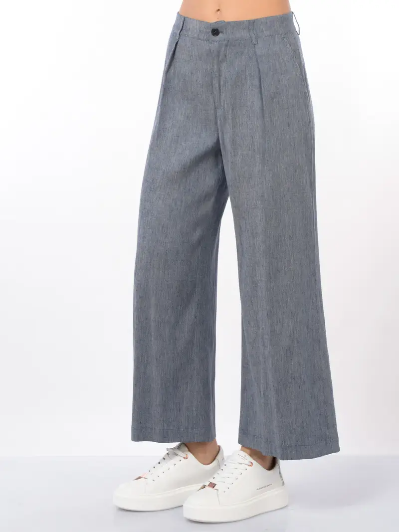 jeans da donna Liu Jo in lino e viscosa con effetto denim Blu