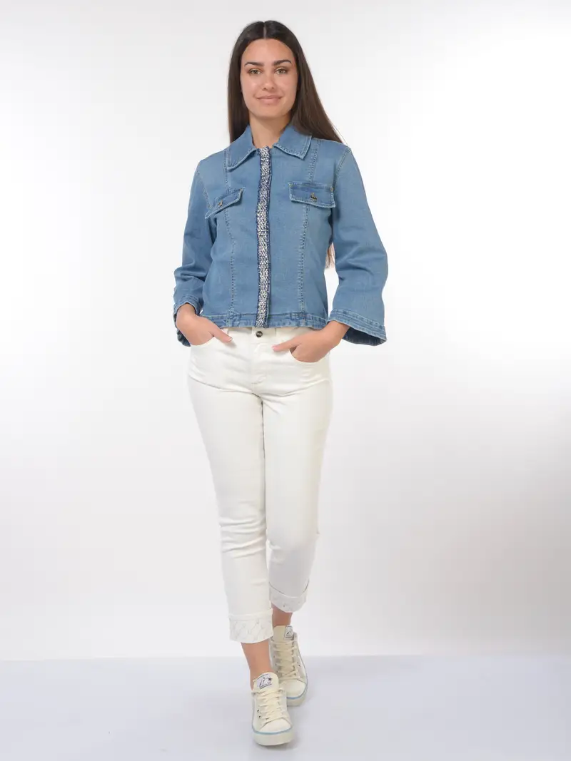 jeans da donna Liu Jo Monroe Skinny con balza e strass Bianco miniatura 2