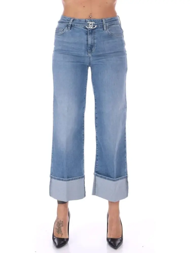 jeans donna bottom up blu con cintura logo monogramma