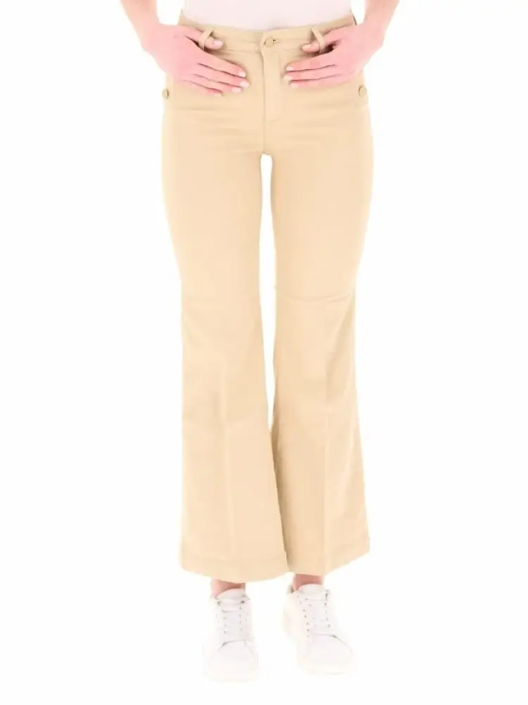 jeans donna botton up flare fit beige