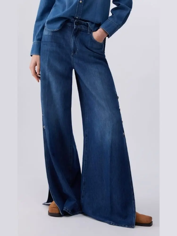 jeans donna larghi blu